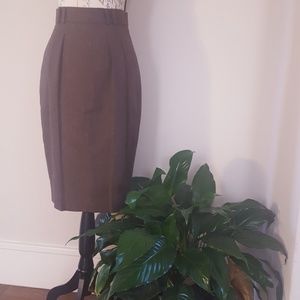 vintage brown pencil skirt knee length